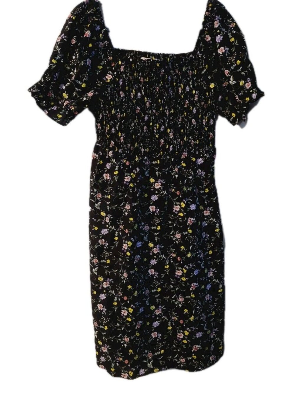Just Found Womens Dress Size 2x Floral Smocked Puff Sleeve Black Red